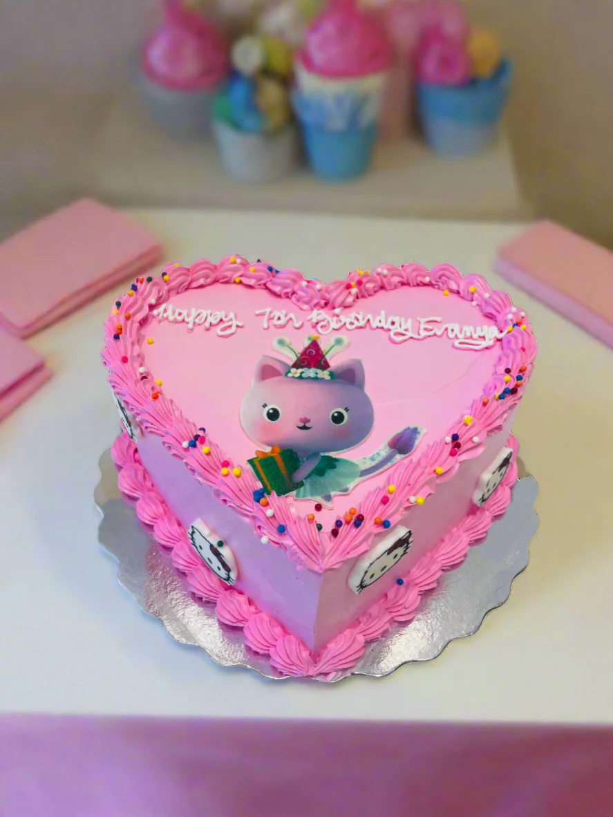 Pink Kitty Cream Cake - Image 3