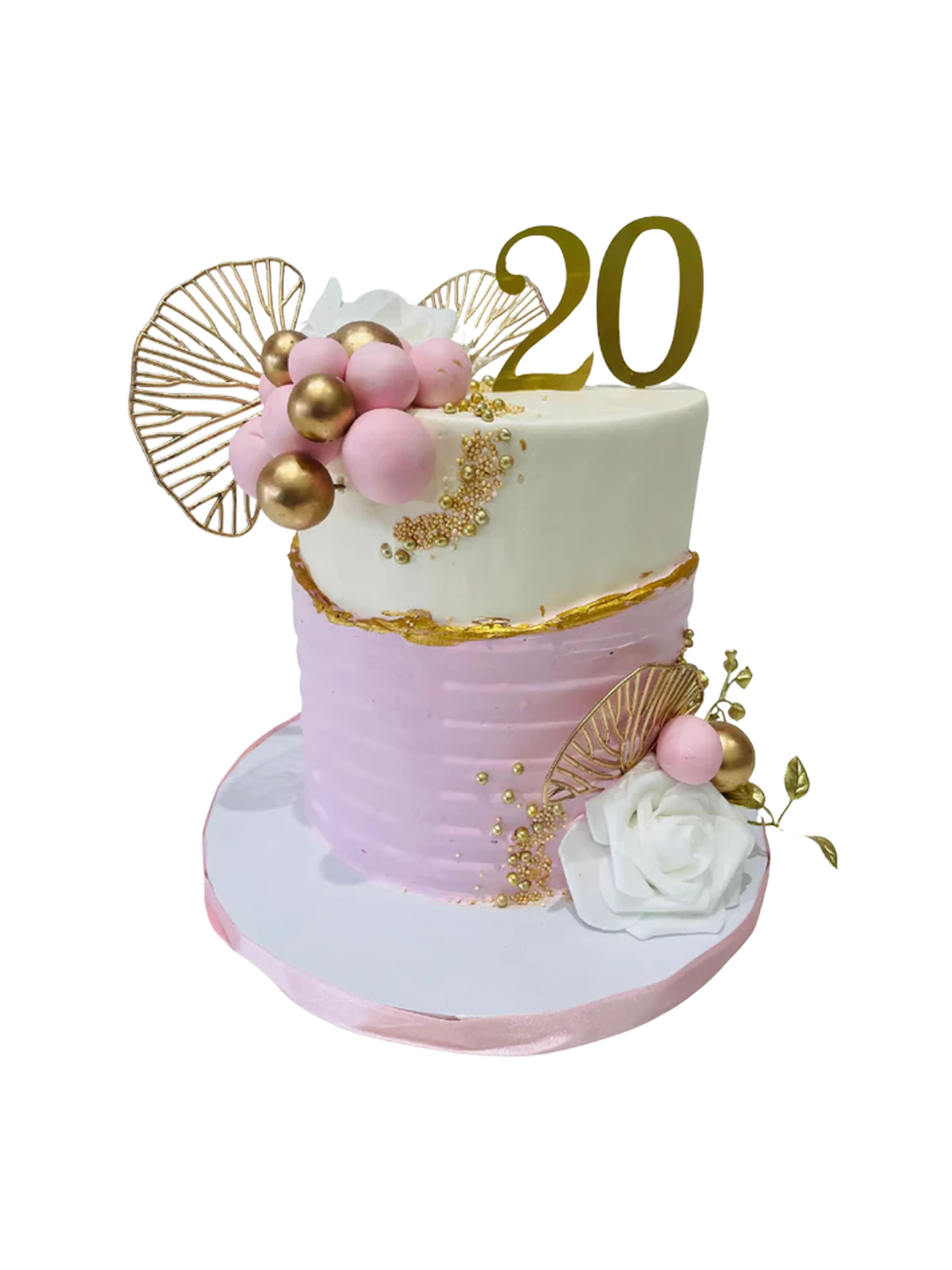Pink Leaf Cream Cake