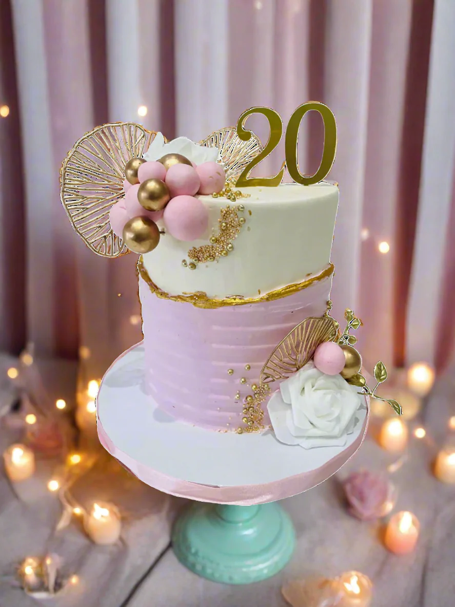 Pink Leaf Cream Cake - Image 3