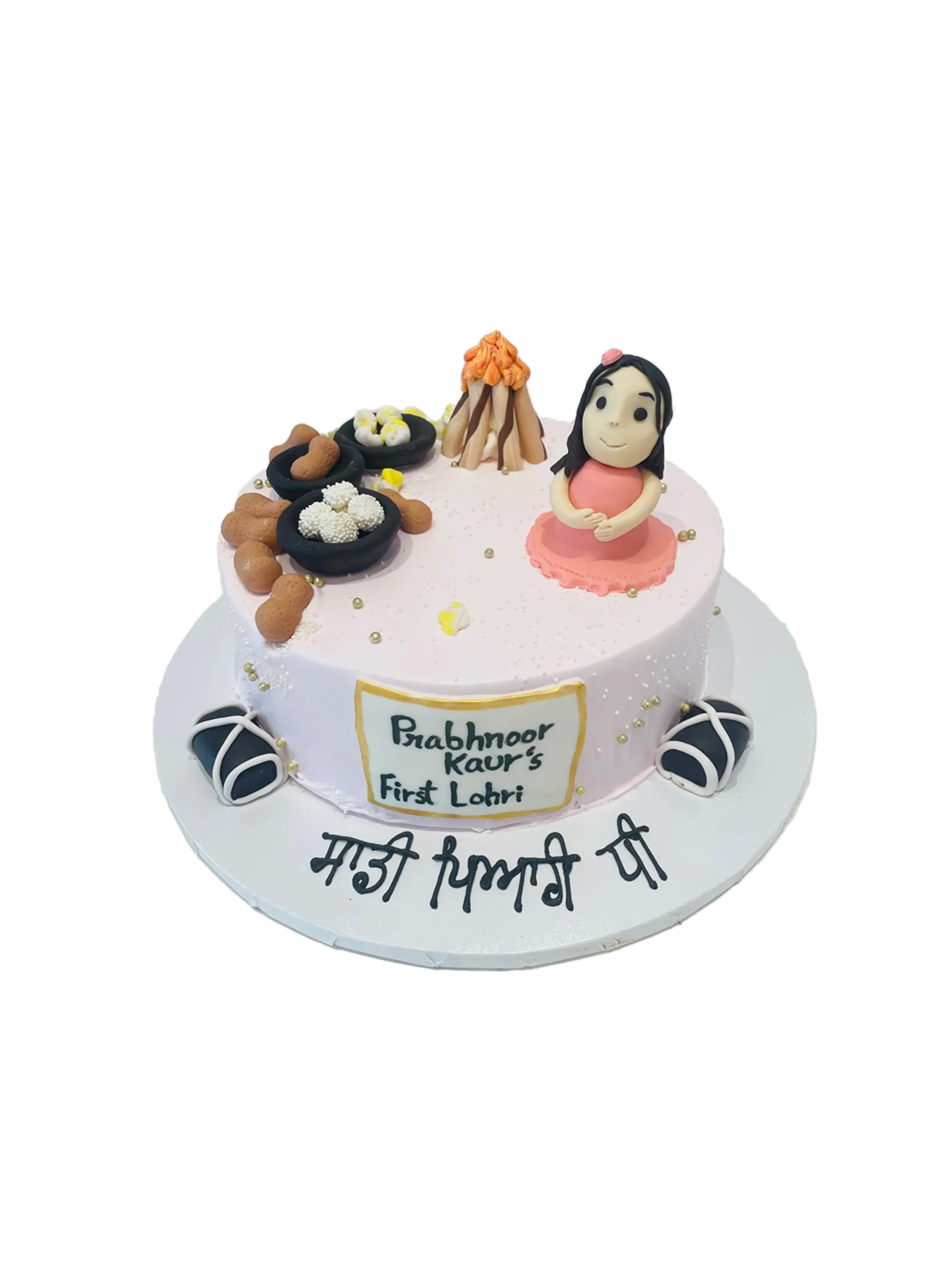 Pink Lohri Cream Cake