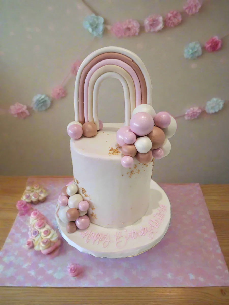 Pink Pastel Fondant Cake - Image 4