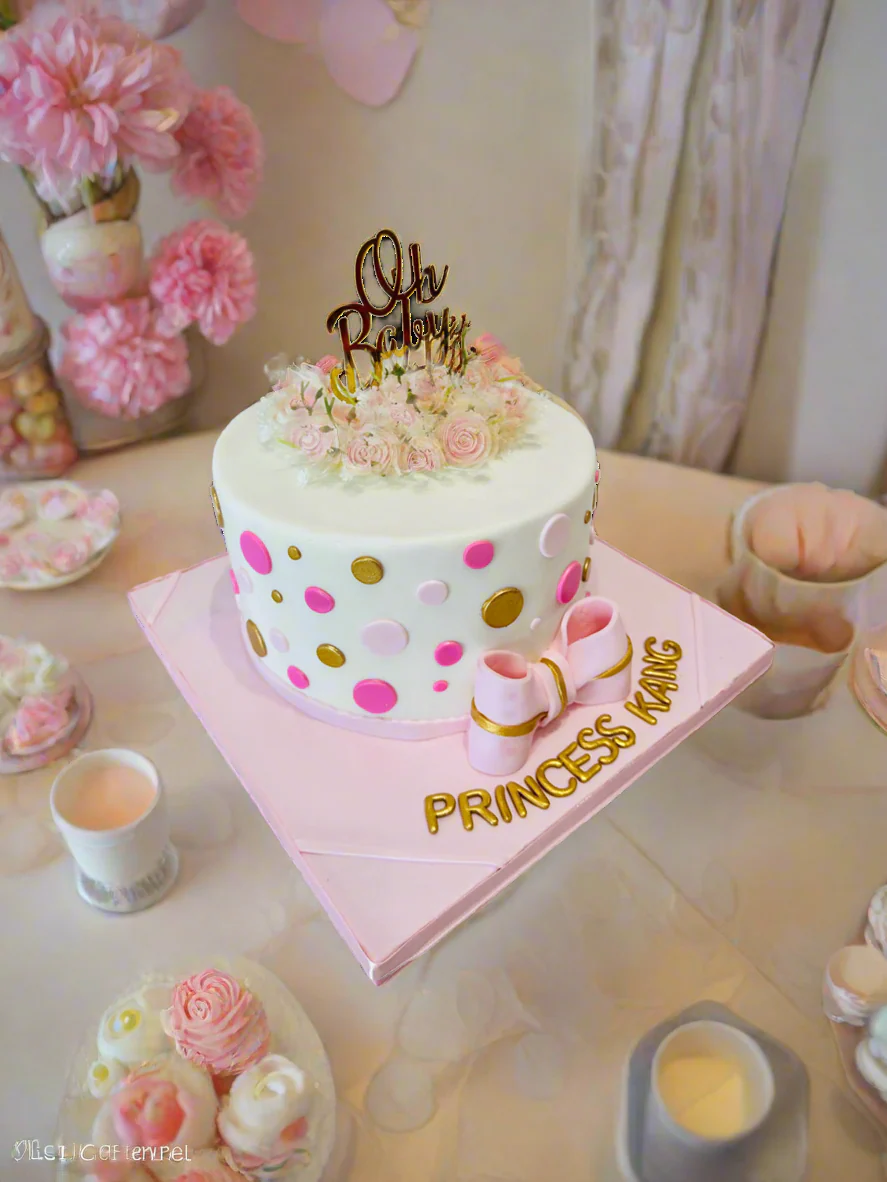 Pink Polka Fondant Cake - Image 3