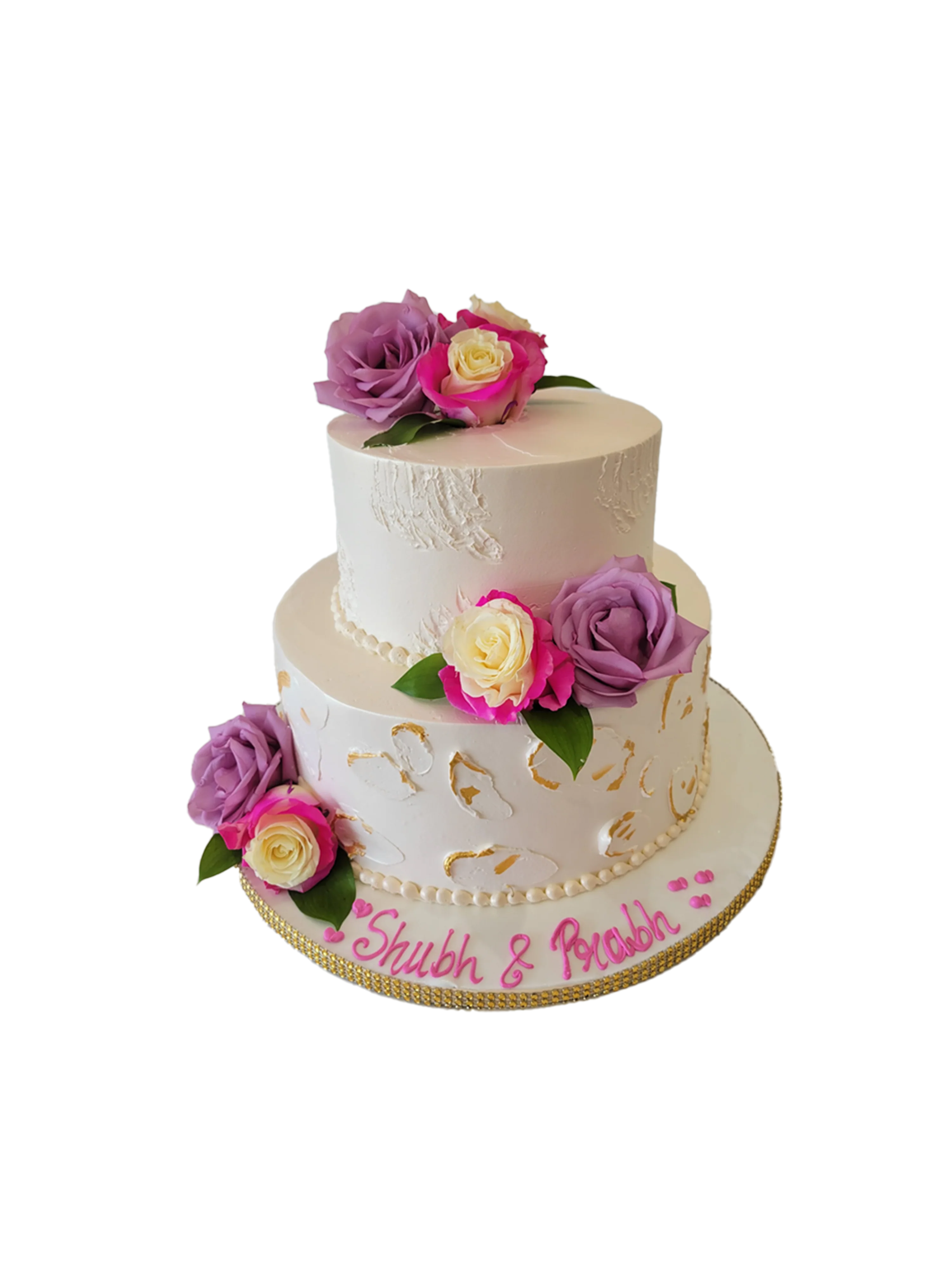 Pink & Purple Cream Engagement Cake