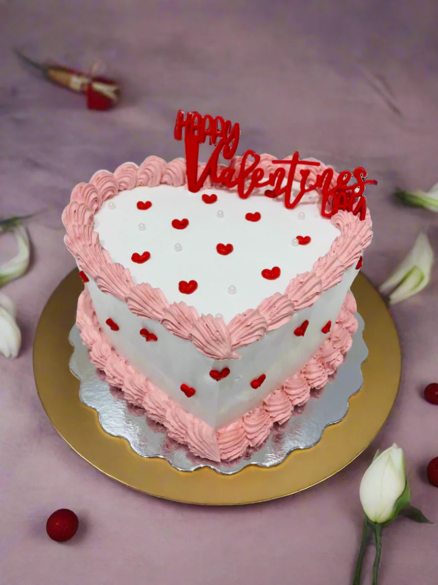 Pink & Red Heart Valentine Cake - Image 2