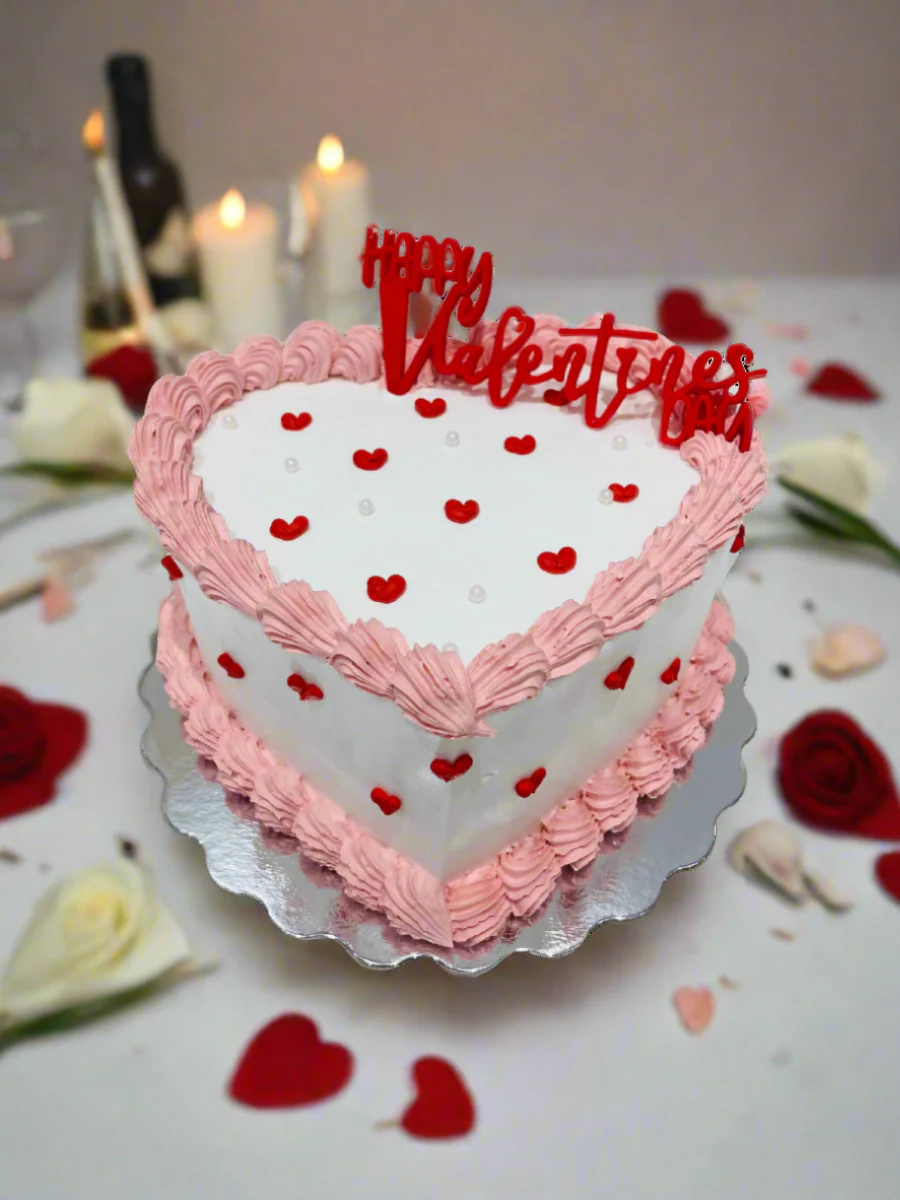 Pink & Red Heart Valentine Cake - Image 3