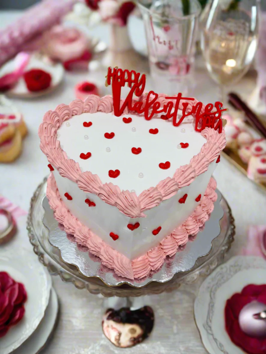 Pink & Red Heart Valentine Cake - Image 4