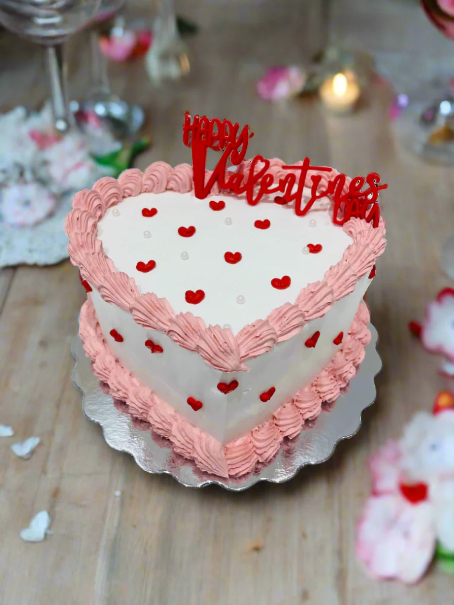 Pink & Red Heart Valentine Cake - Image 5