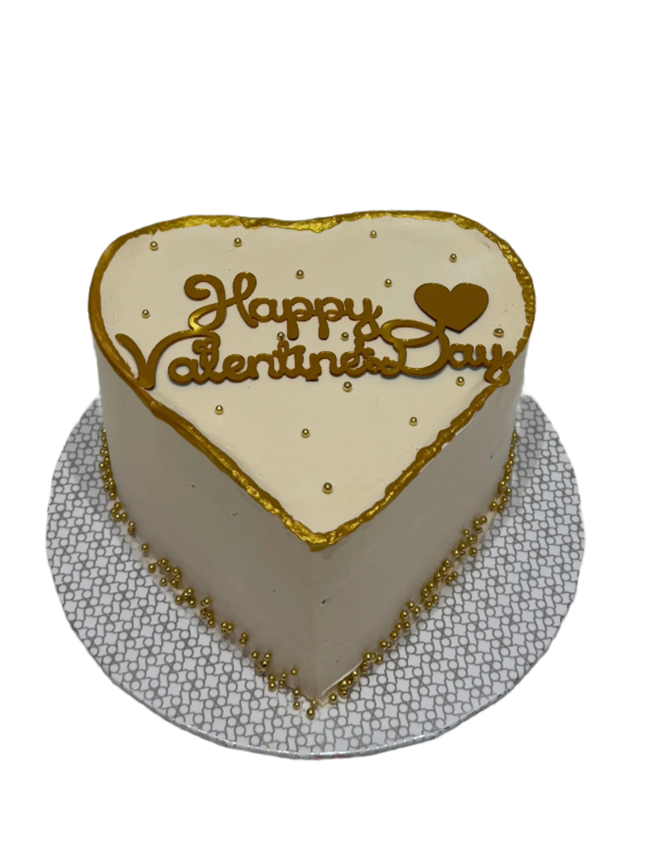 Gold and ivory valentine cake