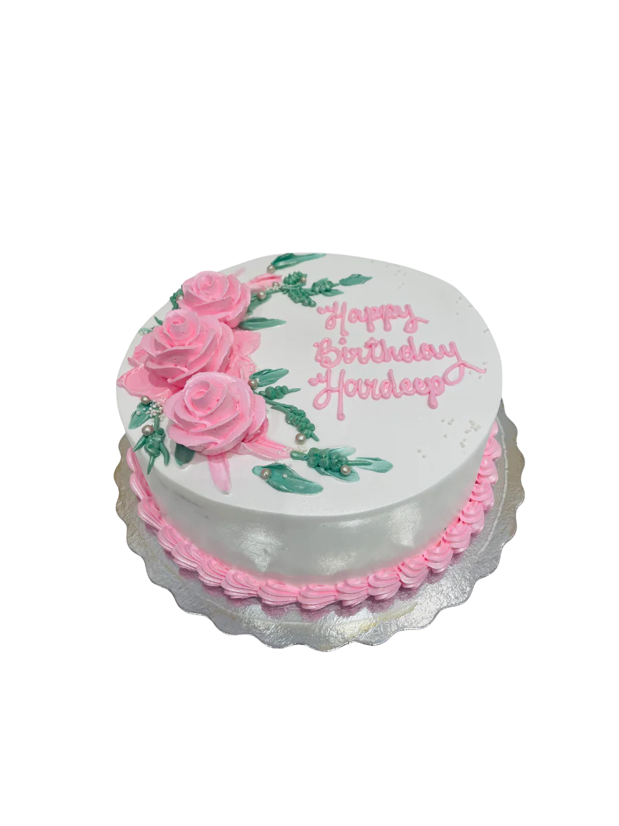 Pink Roses Cream Cake