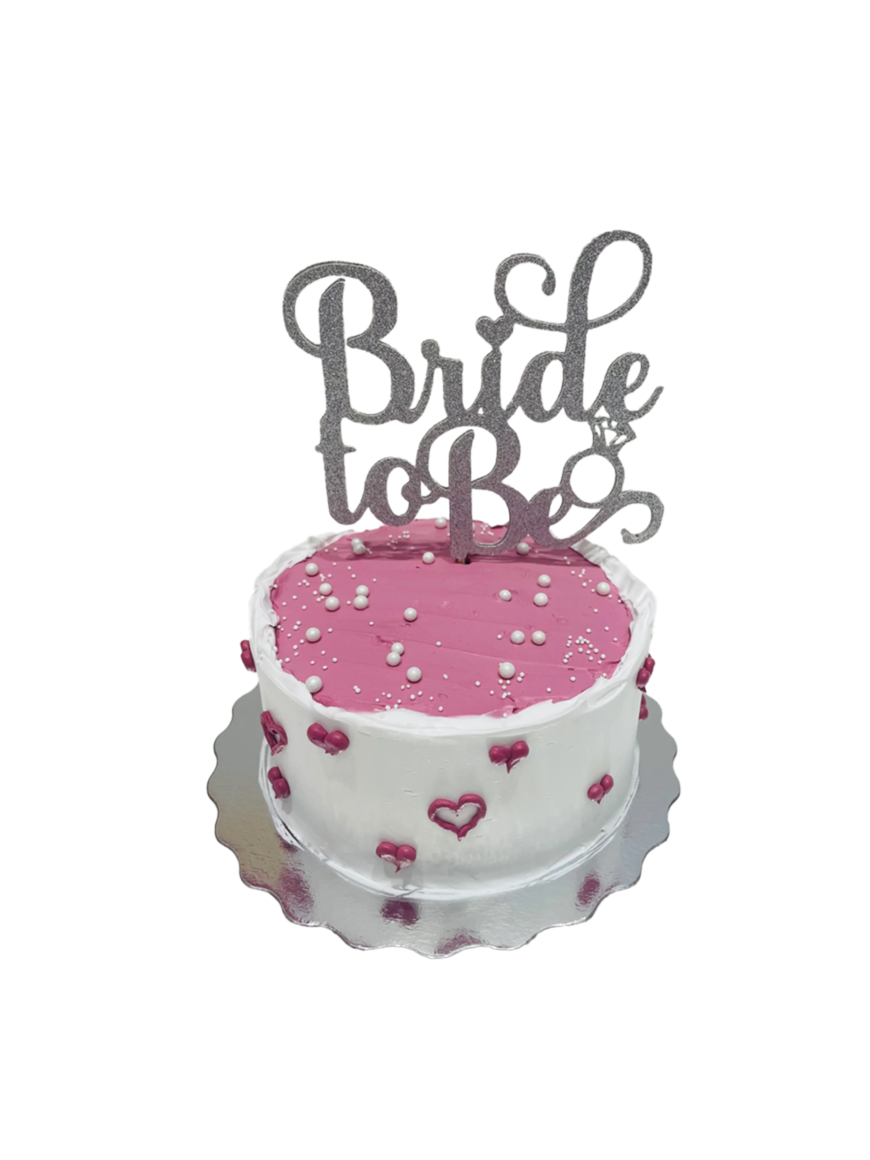 Pink & Silver Bride To Be Cake