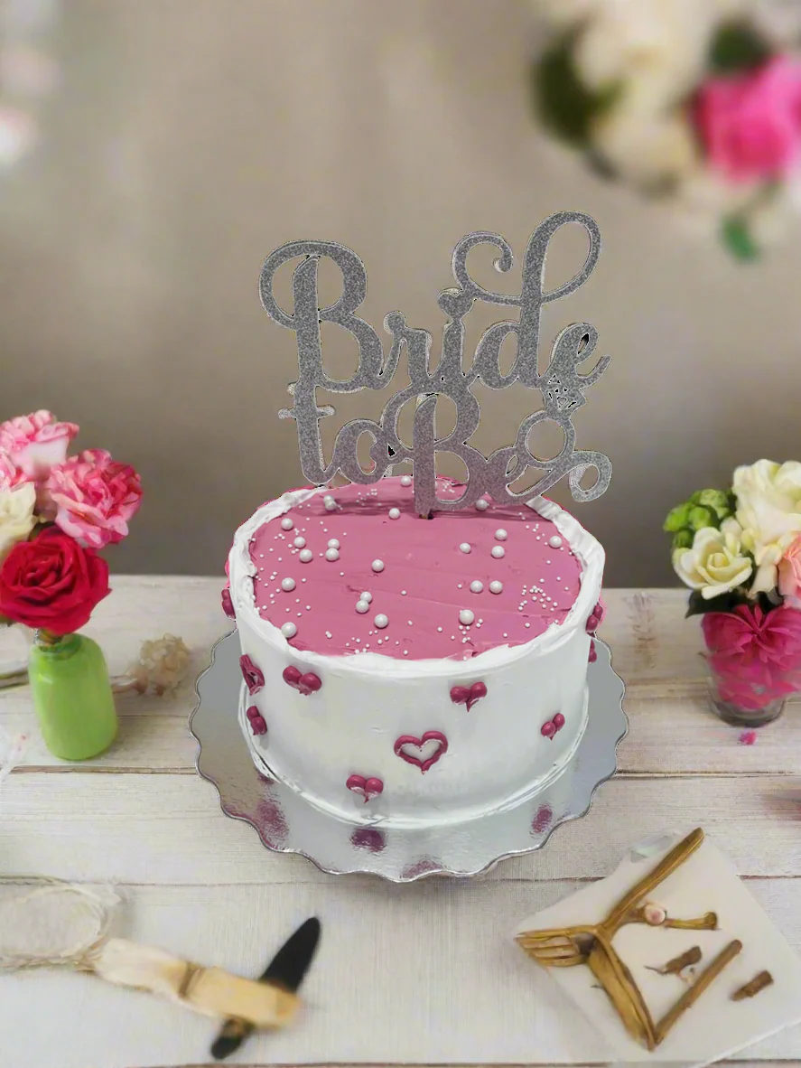 Pink & Silver Bride To Be Cake - Image 3