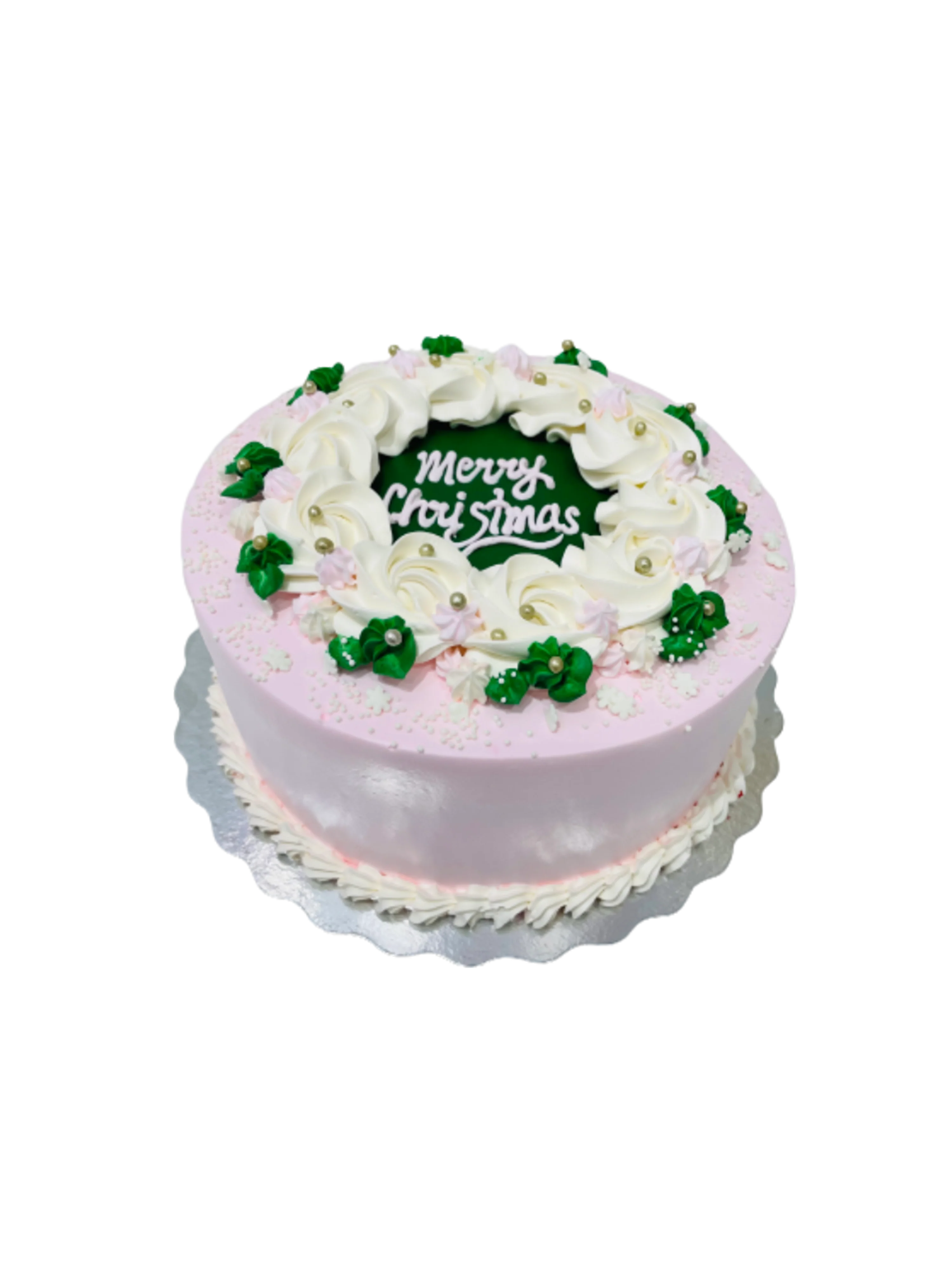 Pink & White Christmas Cake