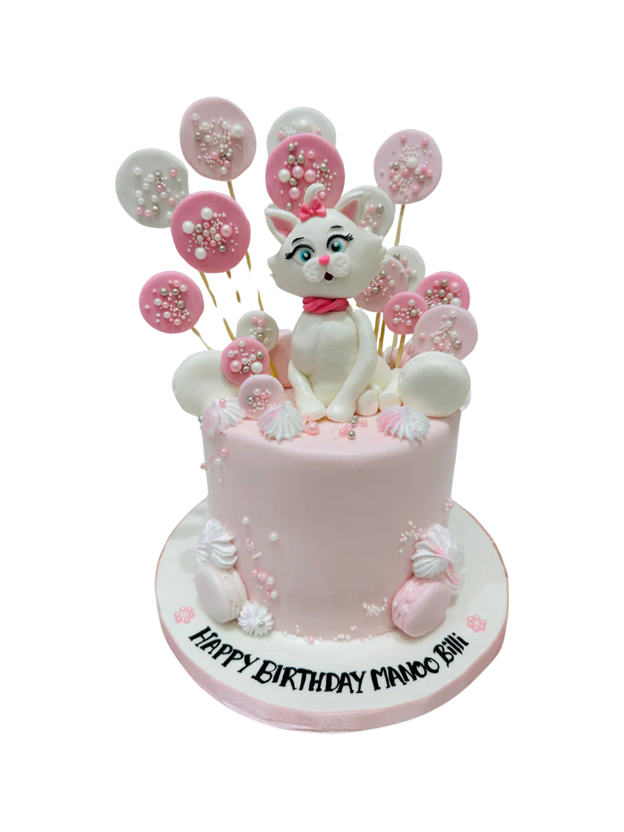 Pink & White Kitty Fondant Cake