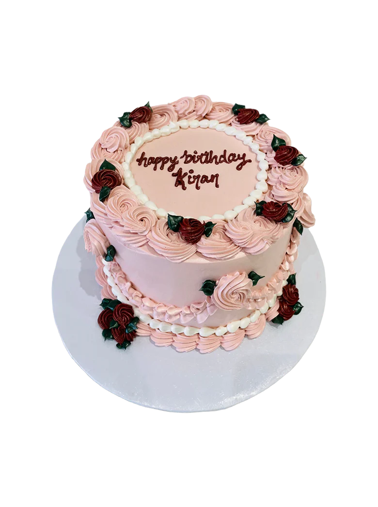Pink & Wine Floral Cake