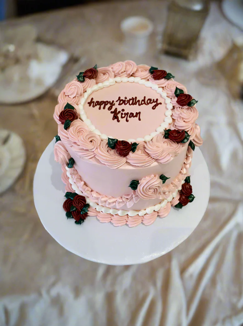 Pink & Wine Floral Cake - Image 3