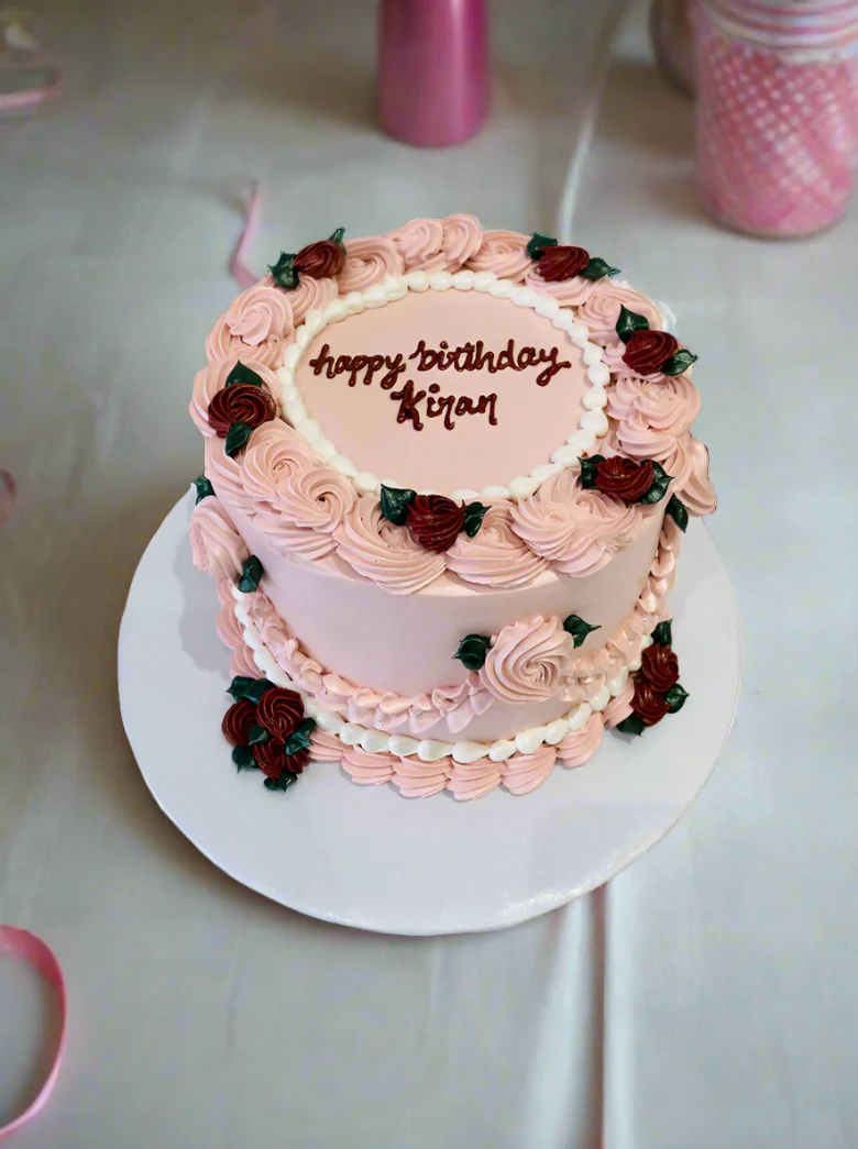 Pink & Wine Floral Cake - Image 5