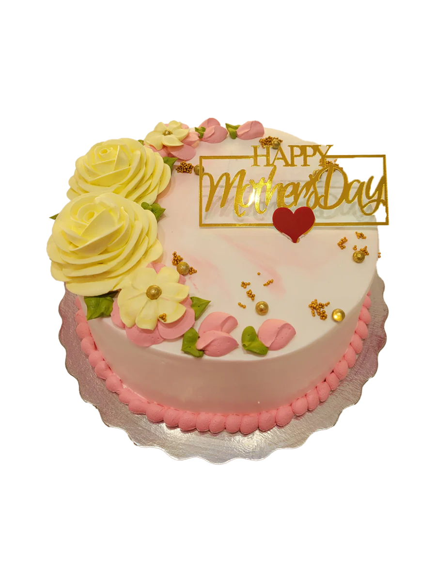 Pink Yellow Floral Mother's Day Cake