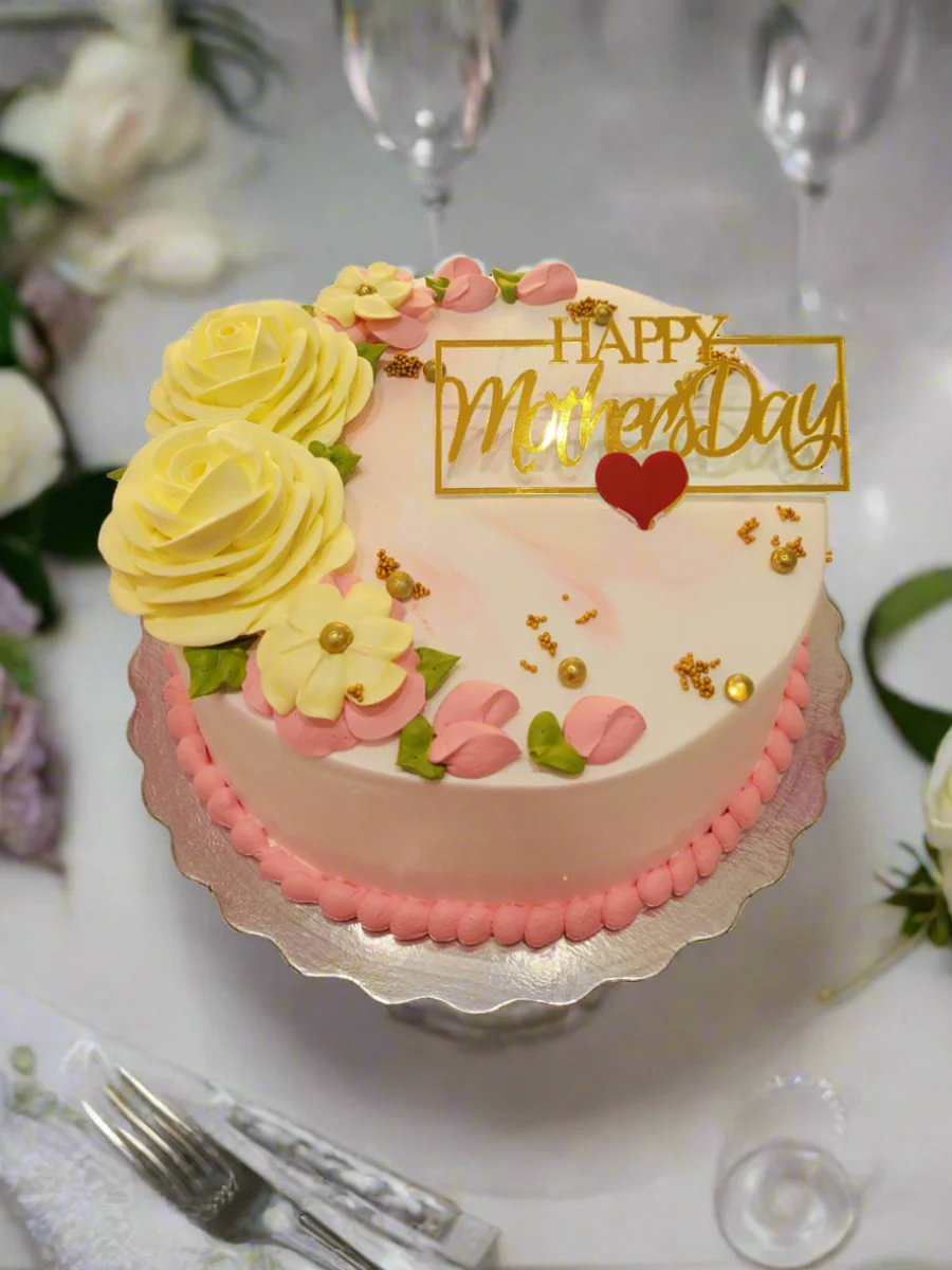 Pink Yellow Floral Mother's Day Cake - Image 2