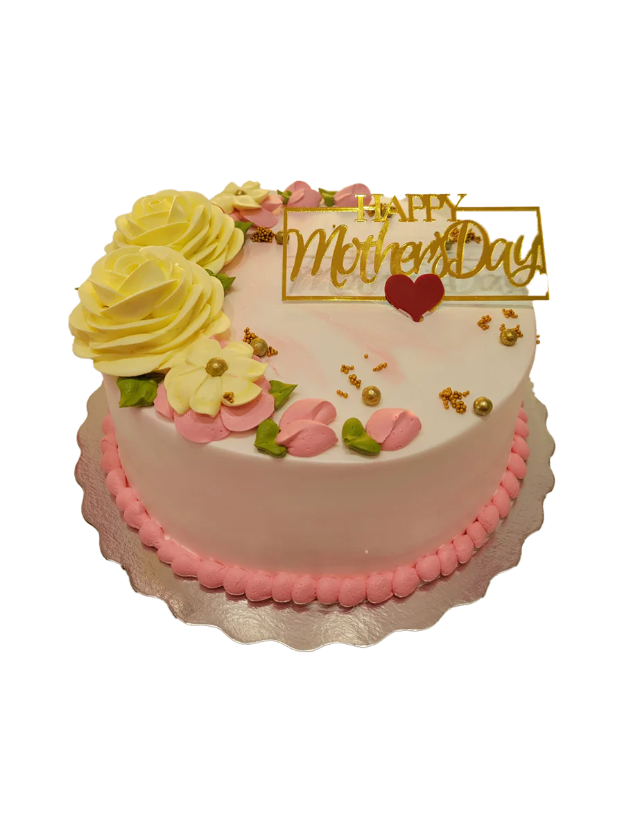 Pink Yellow Floral Mother's Day Cake - Image 5