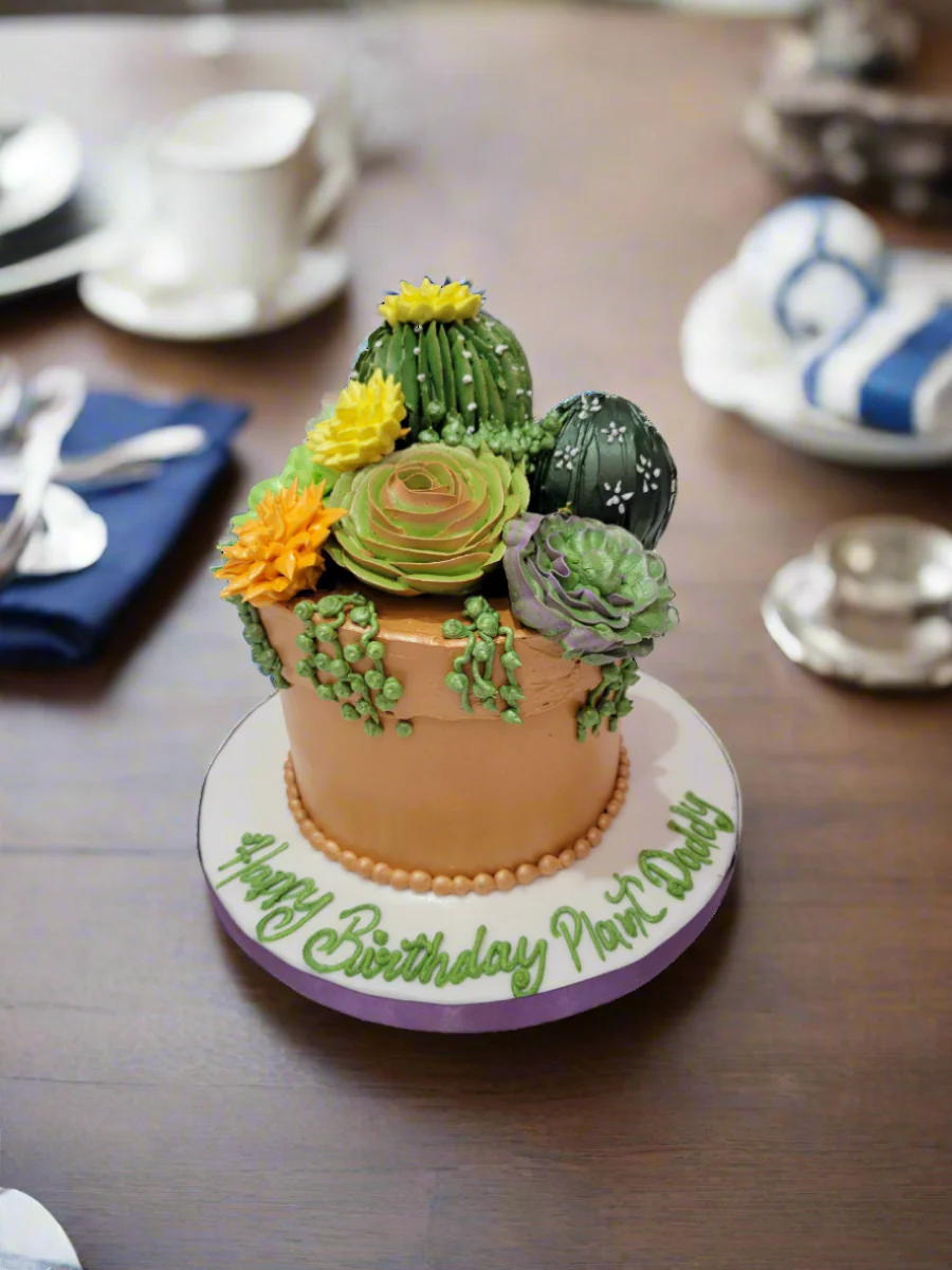 Plant Theme Cream Cake - Image 3