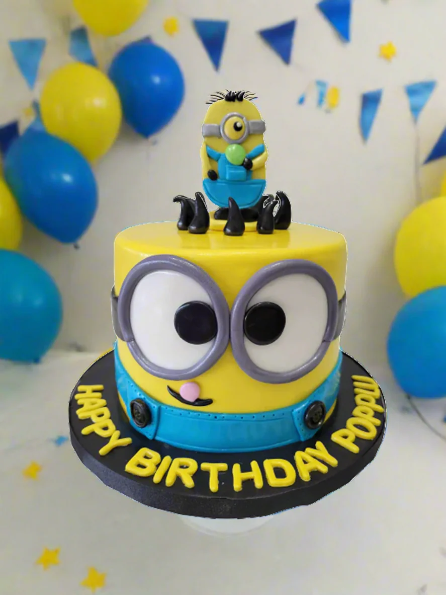 Popplu Minion Fondant Cake - Image 2