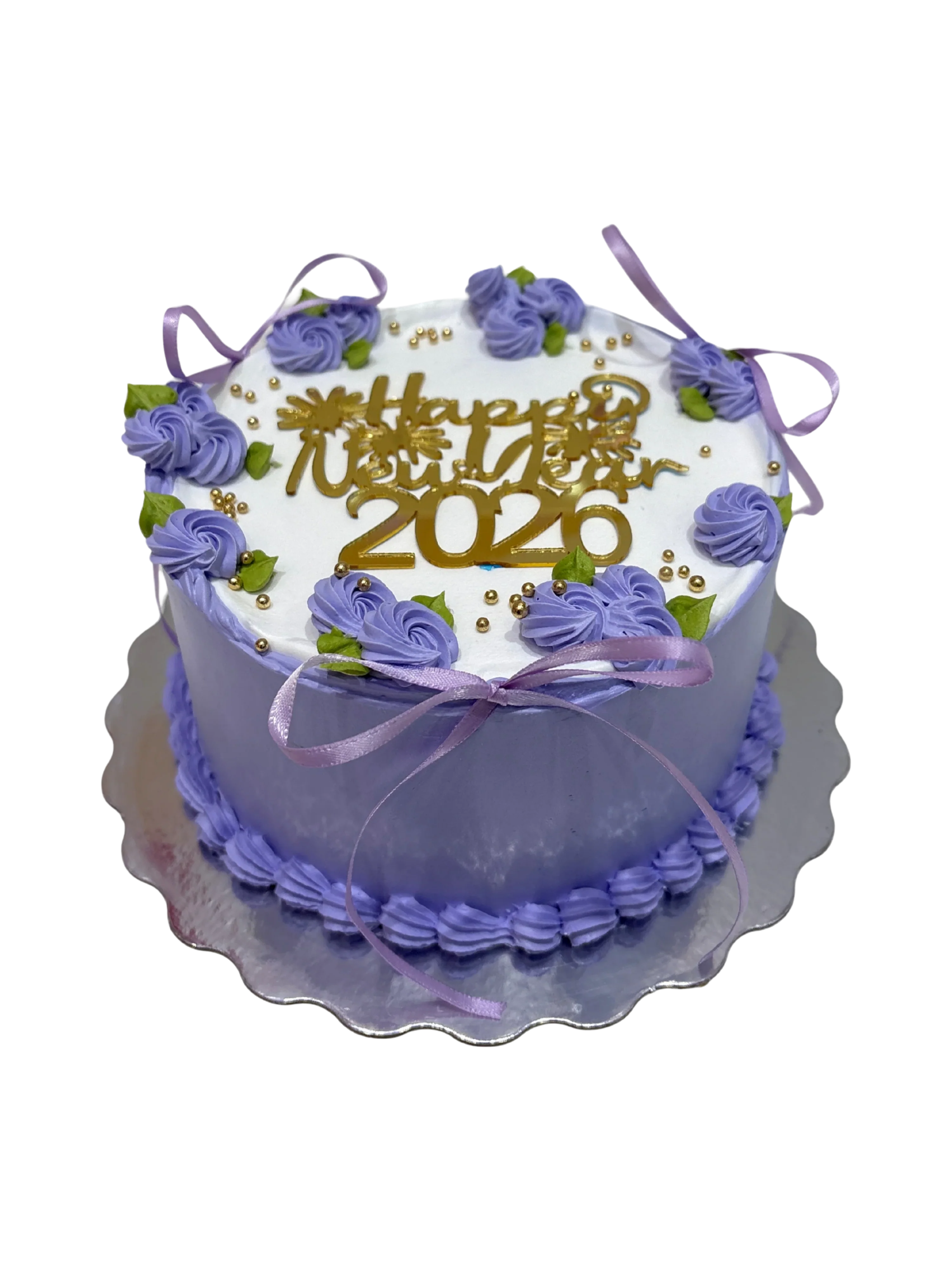 Purple Bow Floral Cake