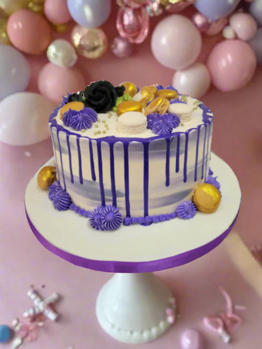 Purple & Gold Birthday Cake - Image 2