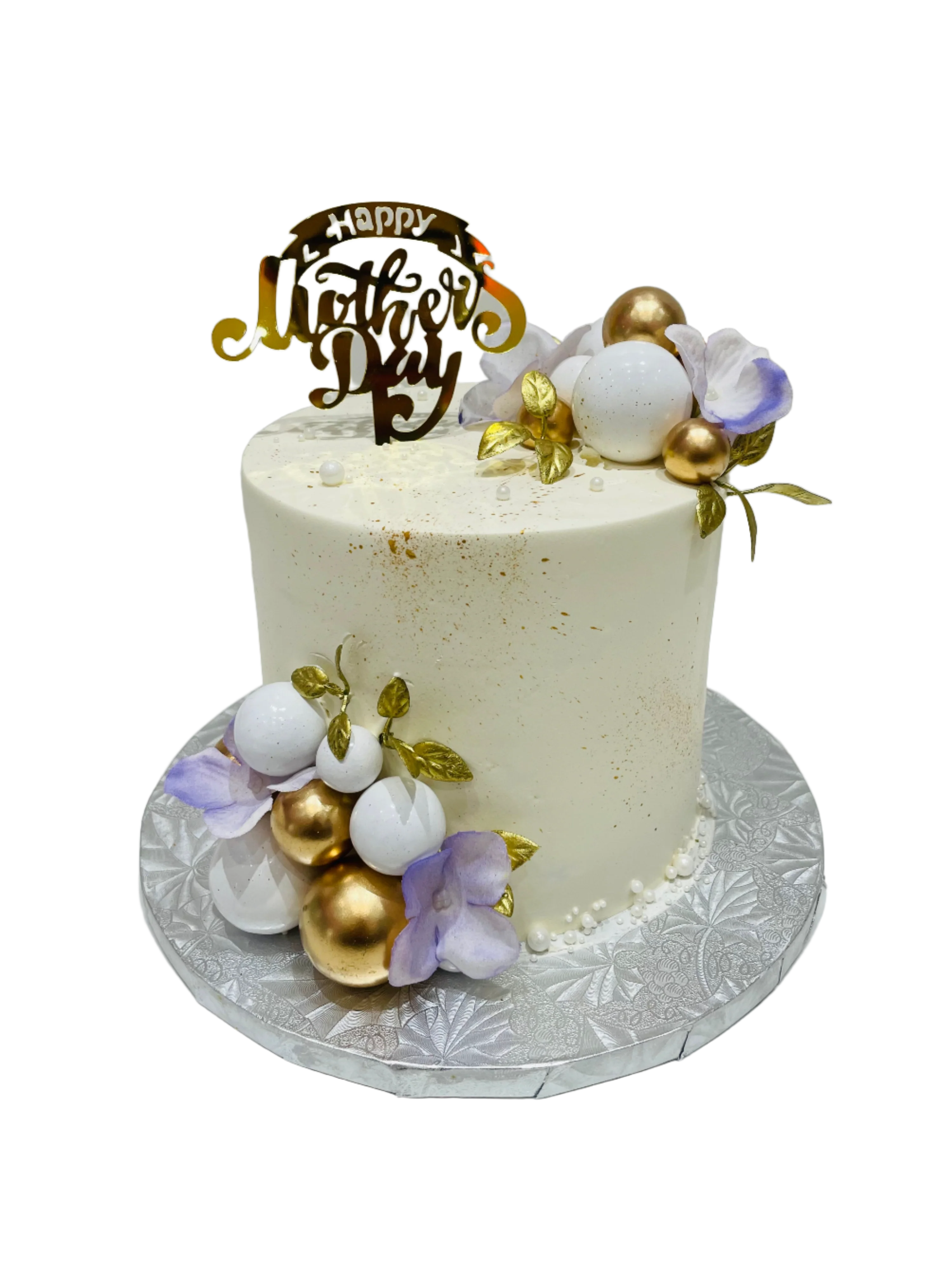 Purple Gold Leaf Mother's Day Cake