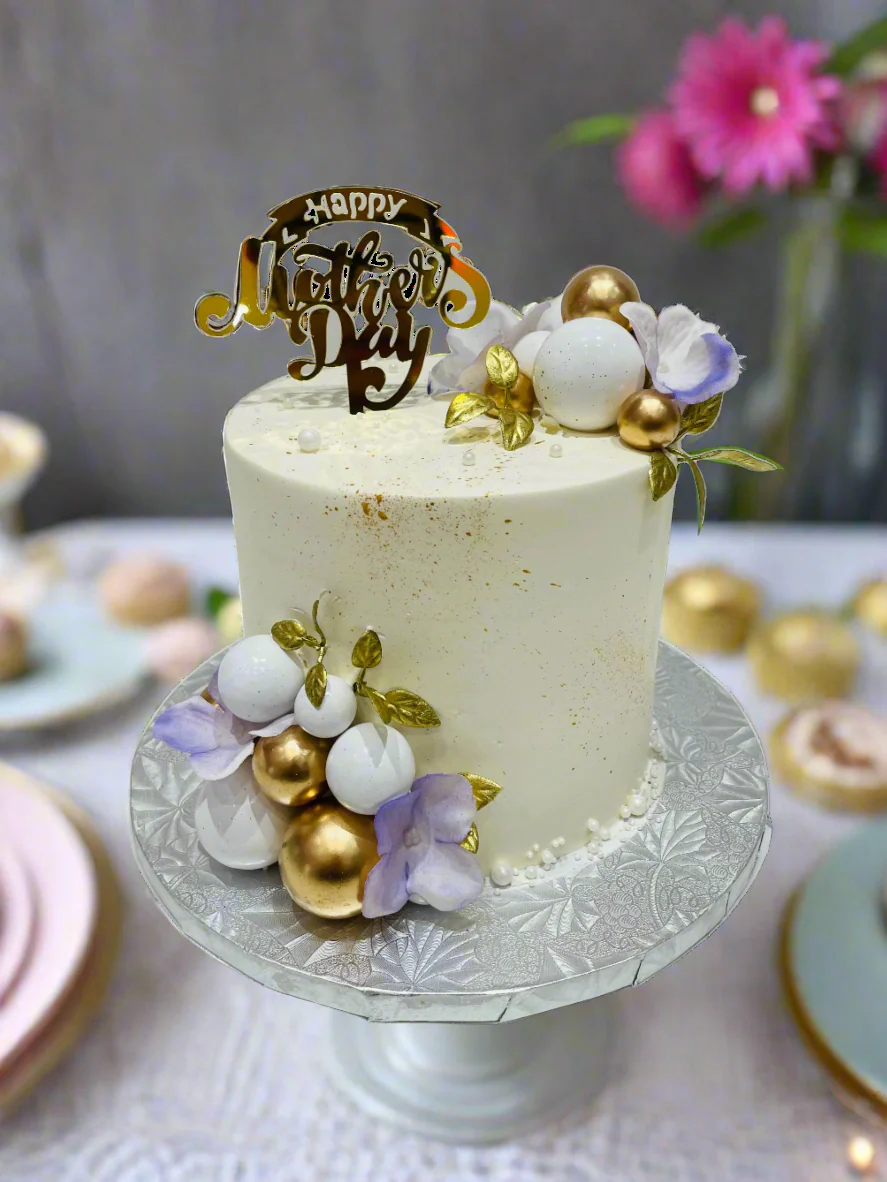 Purple Gold Leaf Mother's Day Cake - Image 2
