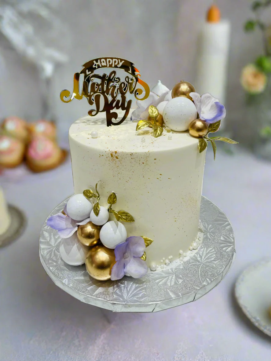 Purple Gold Leaf Mother's Day Cake - Image 3