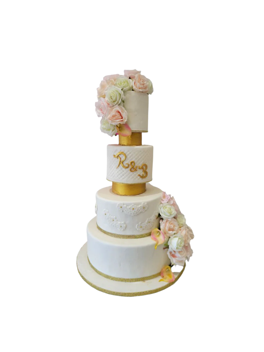 R & B Fondant Wedding Cake