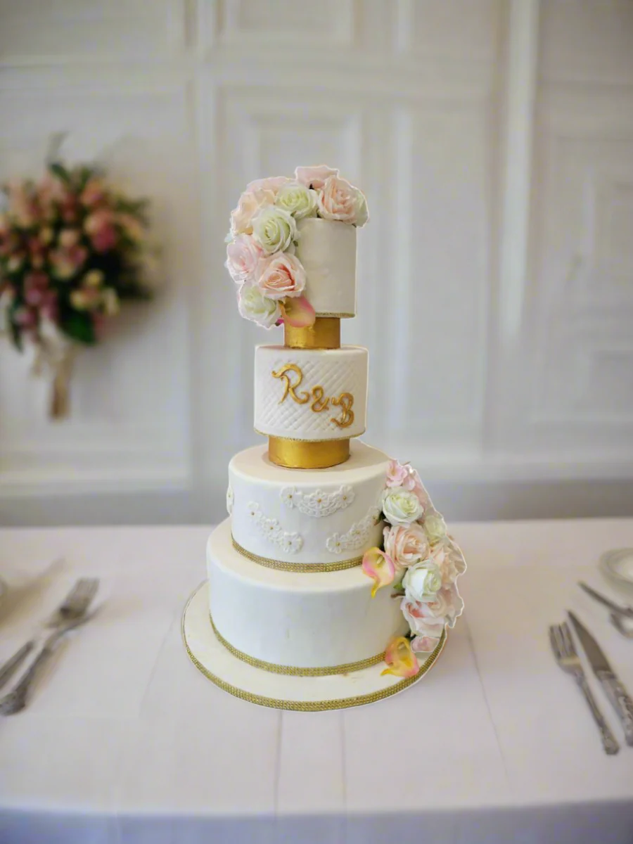 R & B Fondant Wedding Cake - Image 2