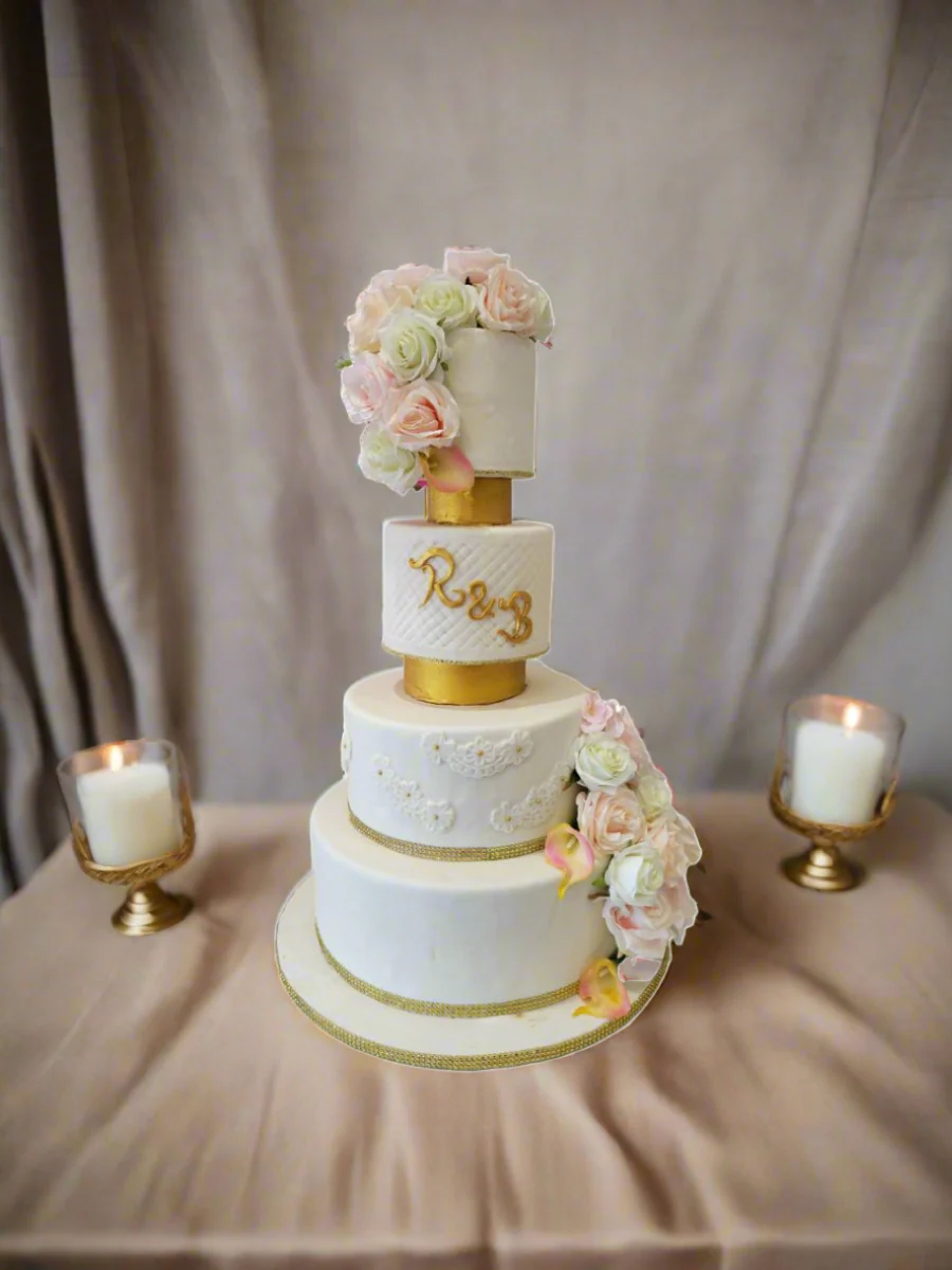 R & B Fondant Wedding Cake - Image 3