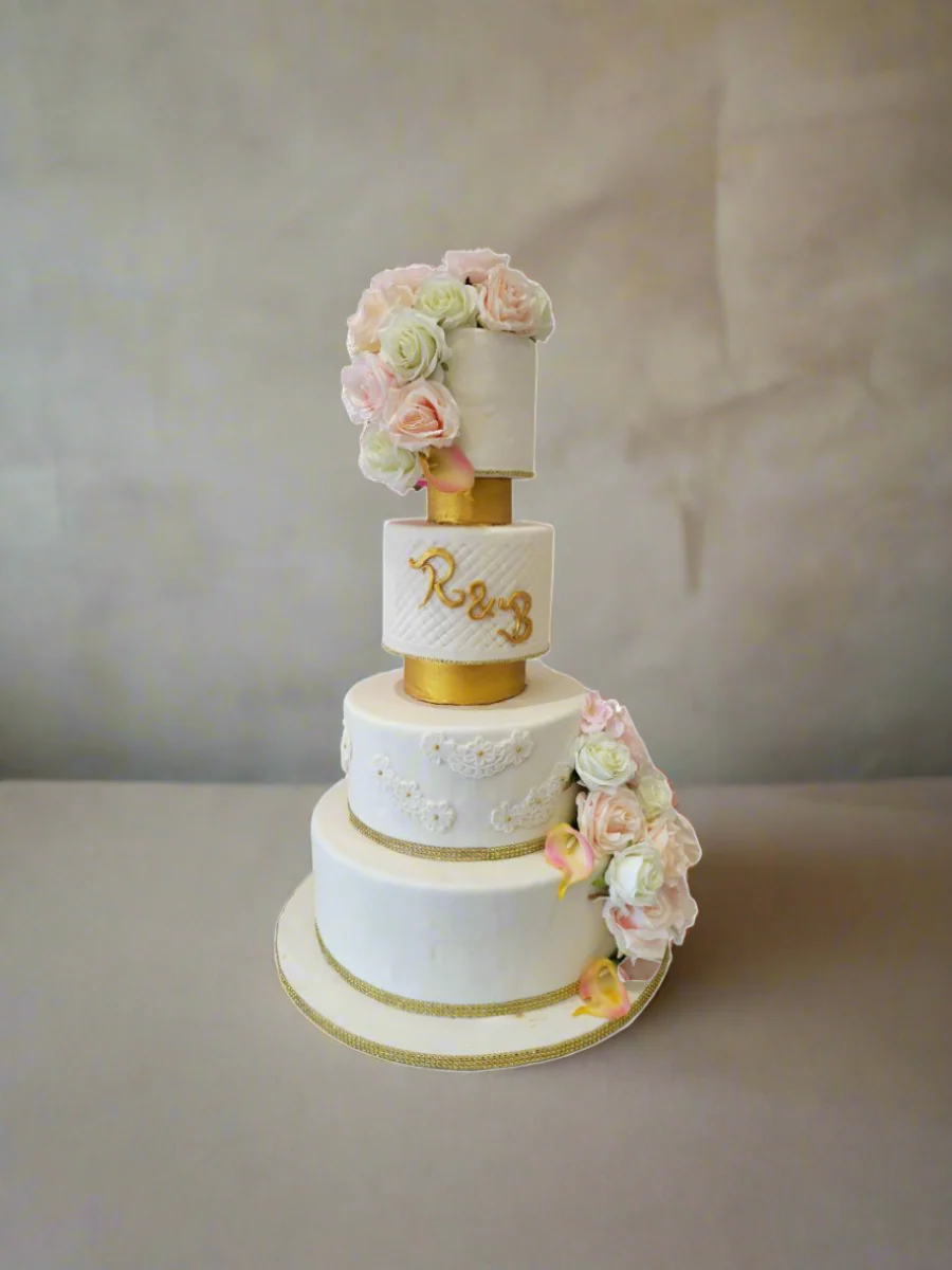 R & B Fondant Wedding Cake - Image 4