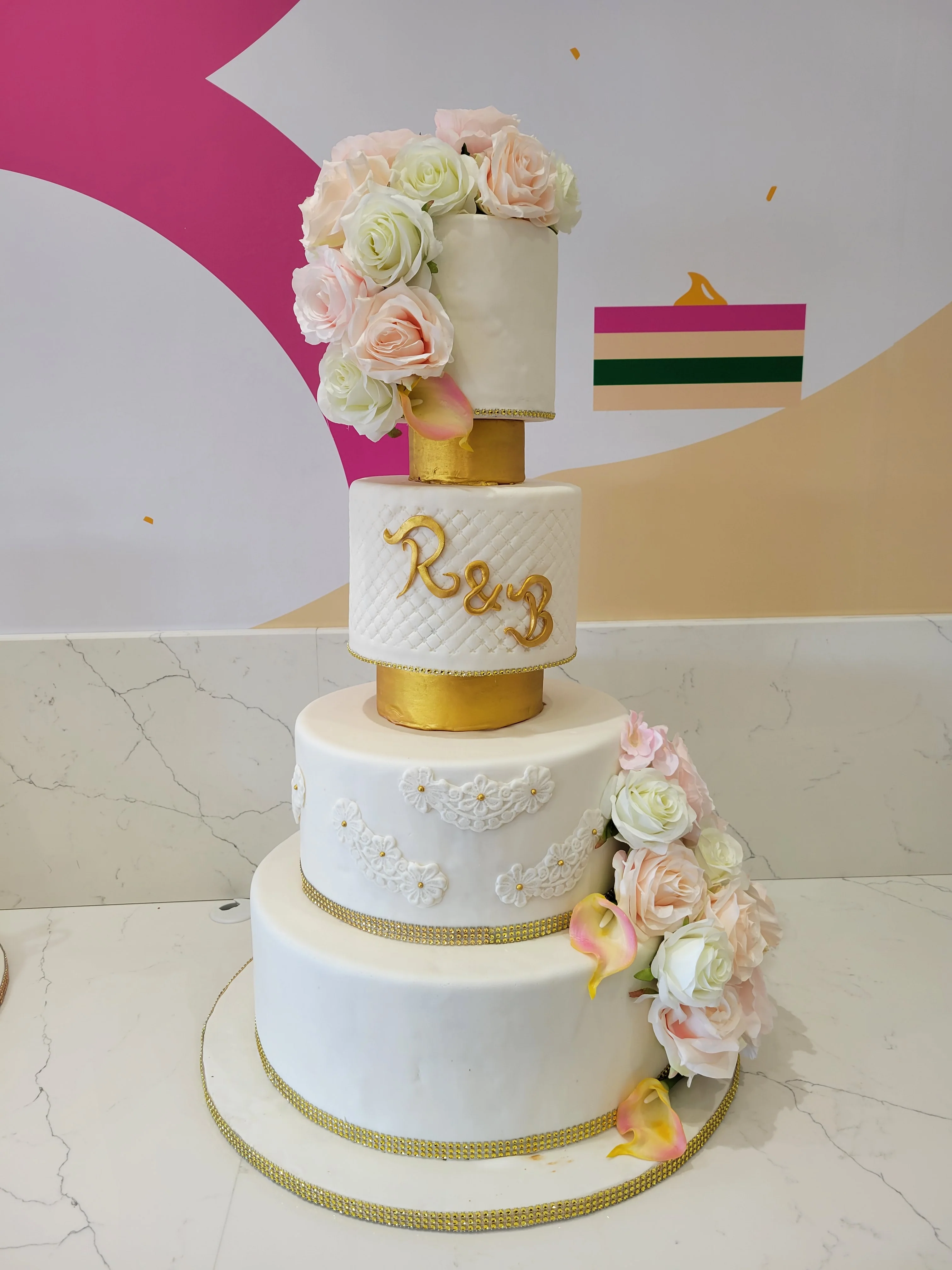 R & B Fondant Wedding Cake - Image 5