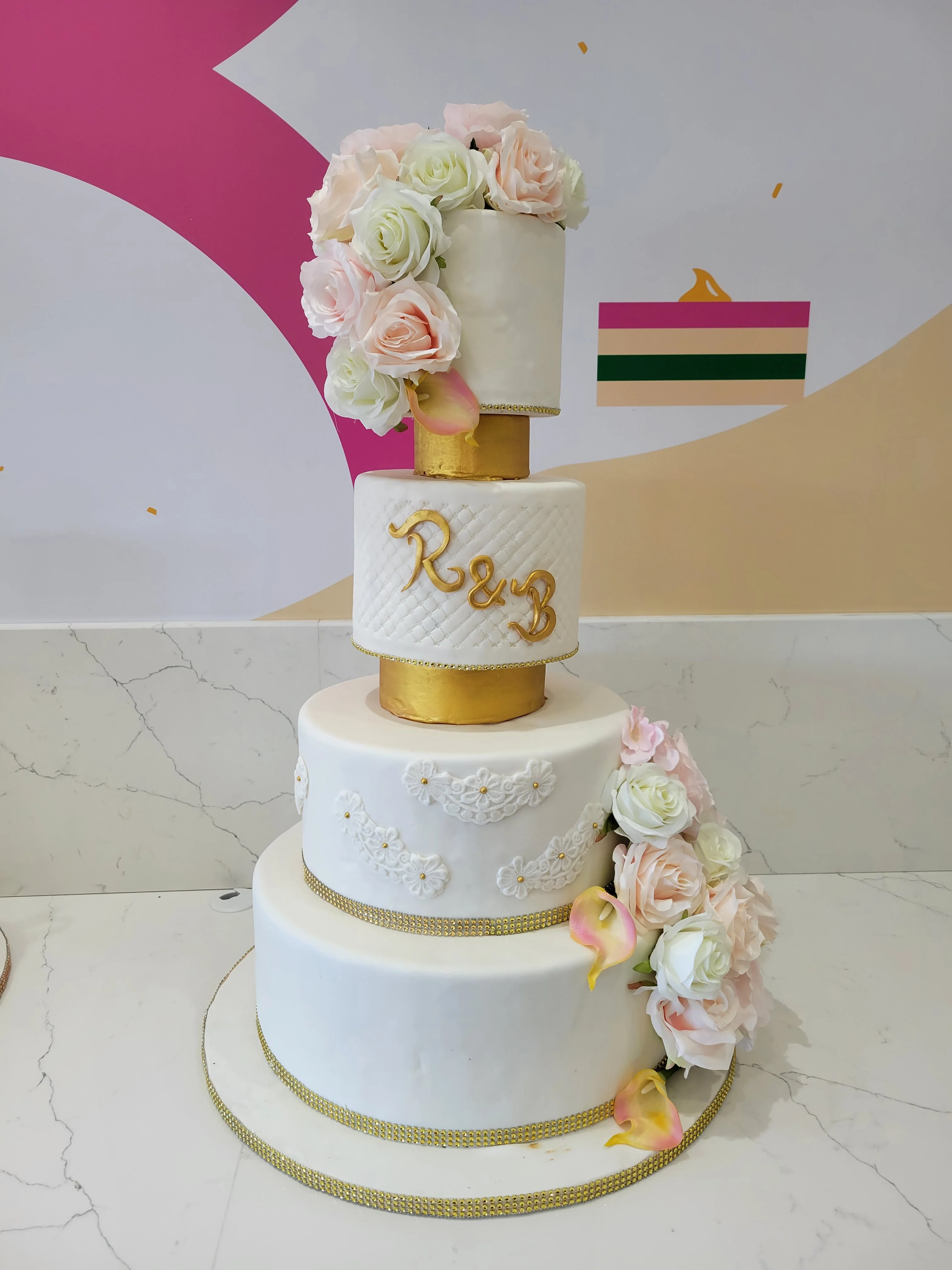 R & B Fondant Wedding Cake - Image 6