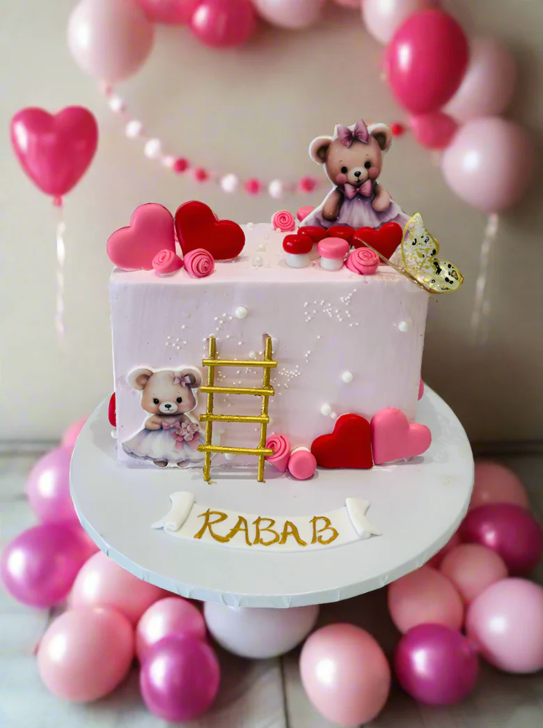 Rabab Half Birthday Cream Cake - Image 2
