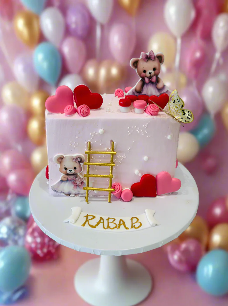 Rabab Half Birthday Cream Cake - Image 3