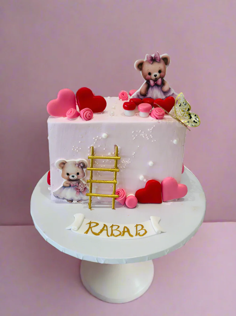 Rabab Half Birthday Cream Cake - Image 5