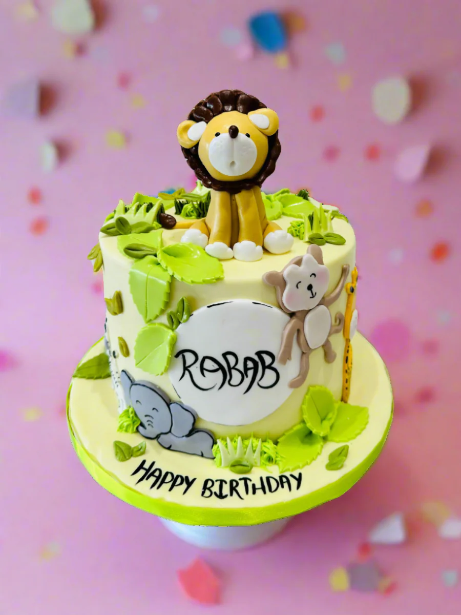 Rabab Jungle Theme Fondant Cake - Image 2