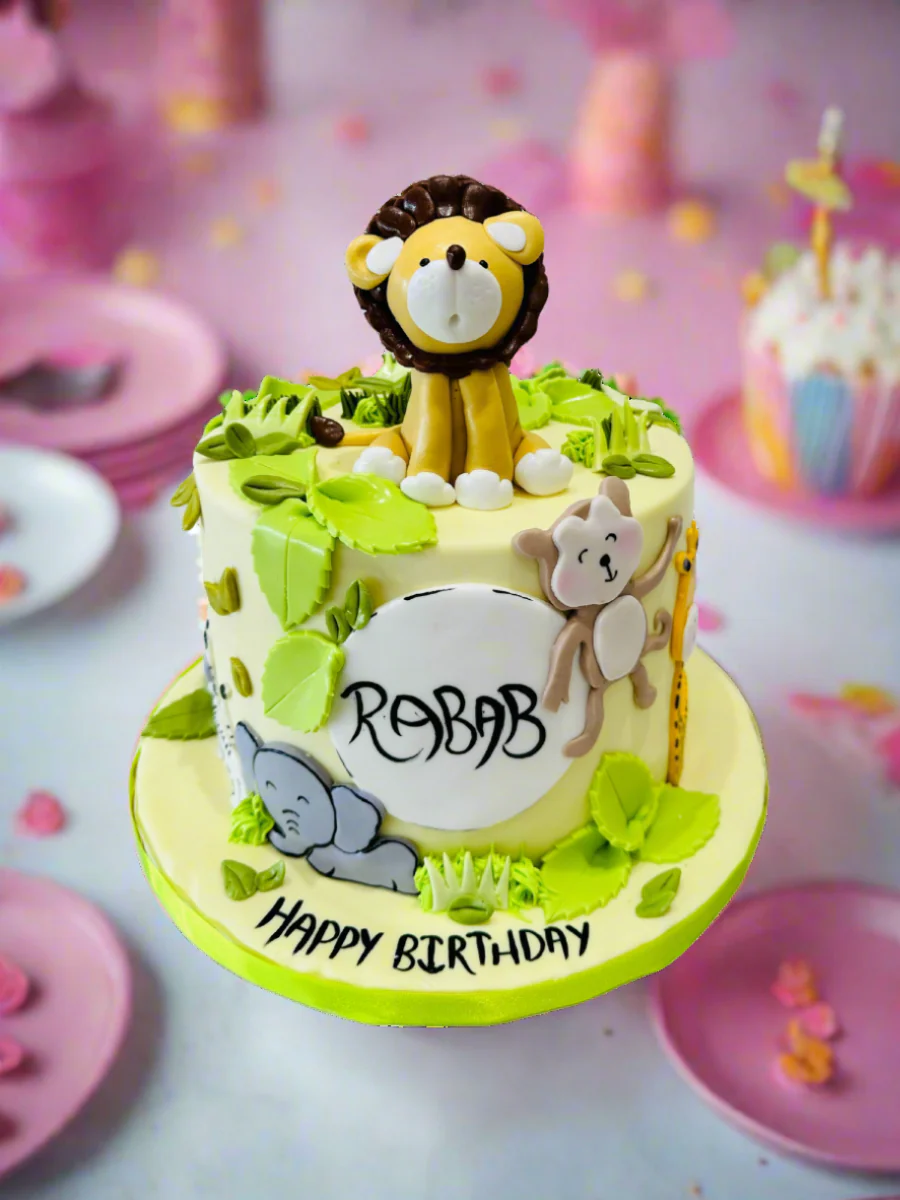 Rabab Jungle Theme Fondant Cake - Image 3