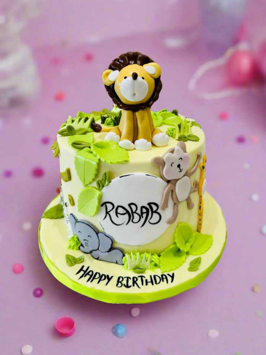 Rabab Jungle Theme Fondant Cake - Image 4