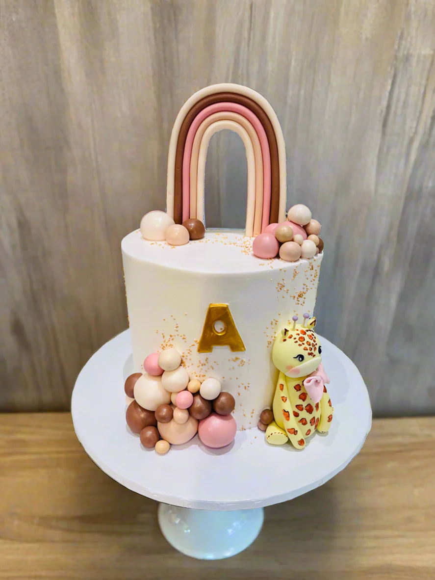 Rainbow & Giraffe Birthday Cake - Image 3