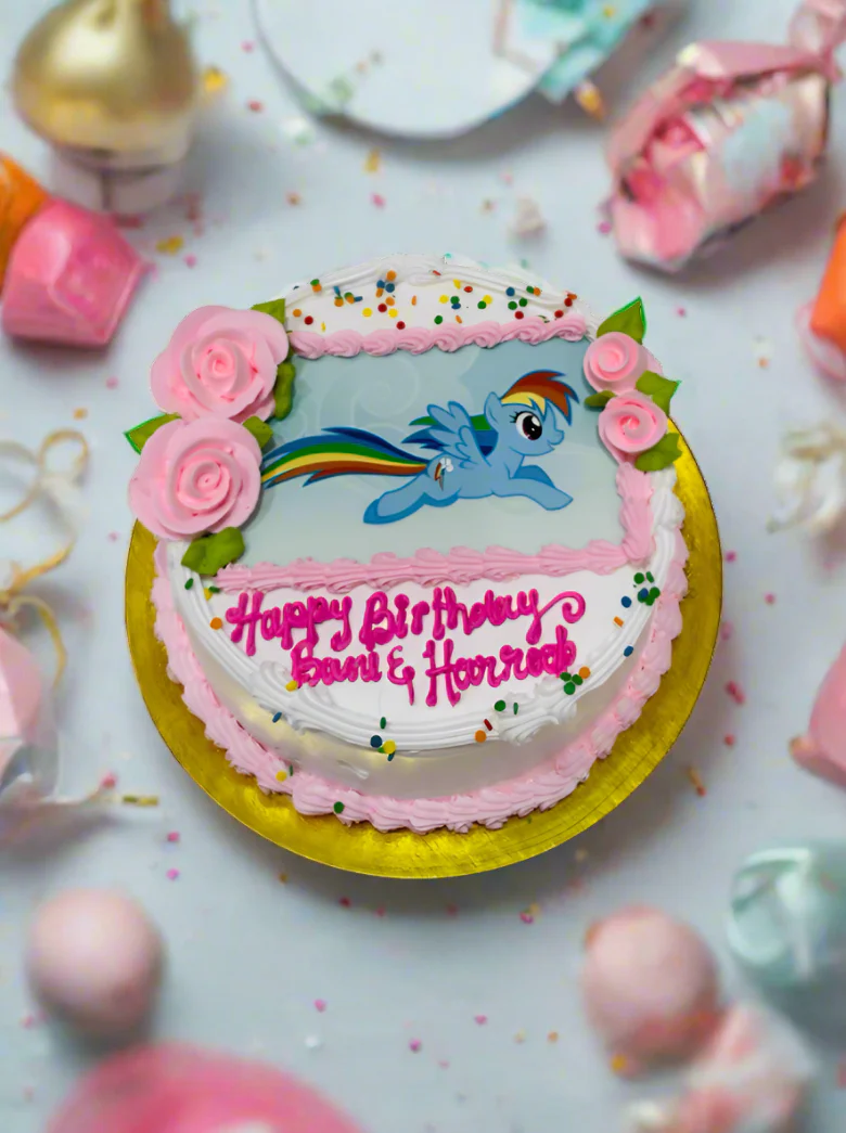 Rainbow Little Pony Photo Cake - Image 4
