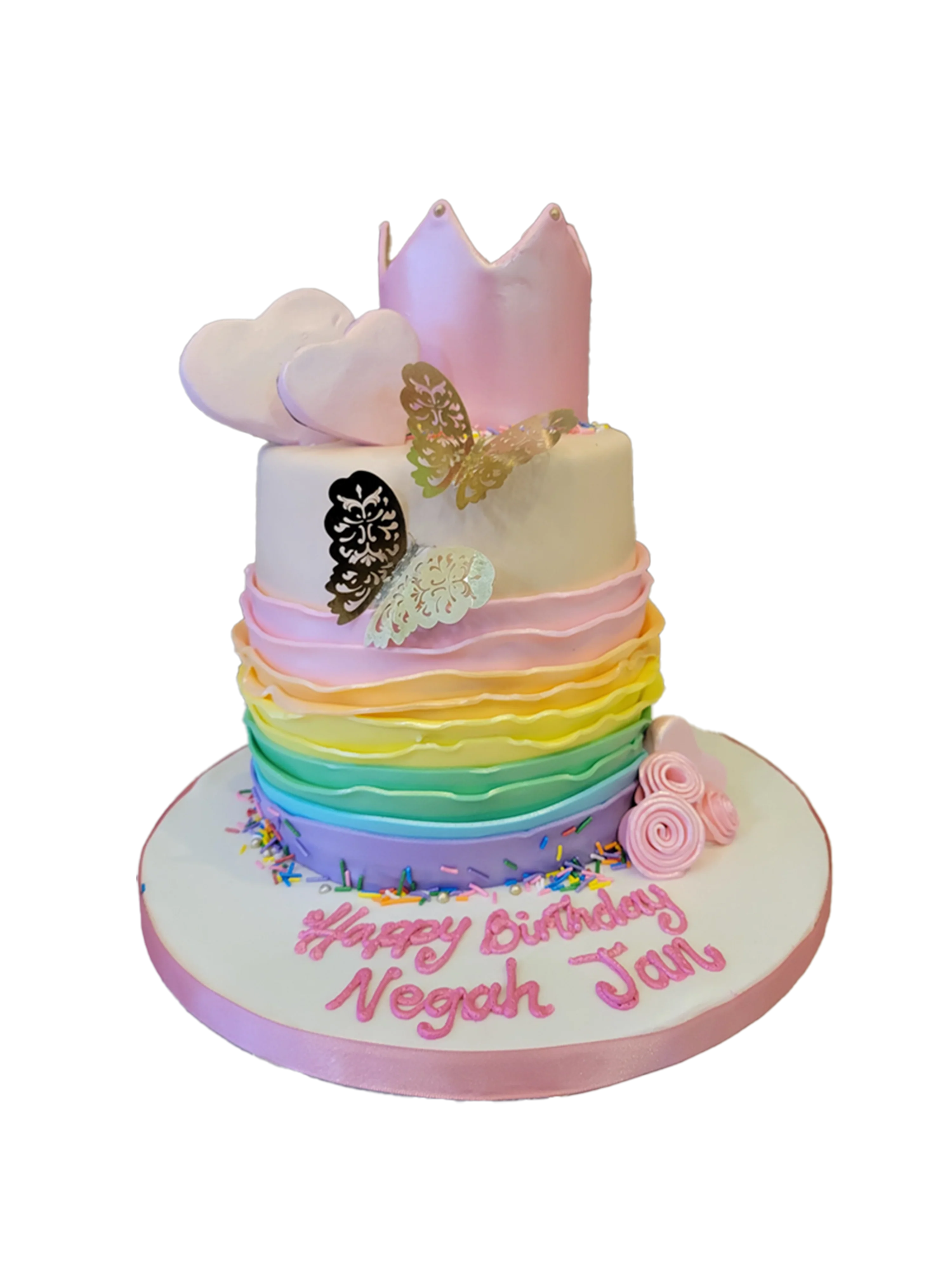 Rainbow Ruffles Fondant Cake