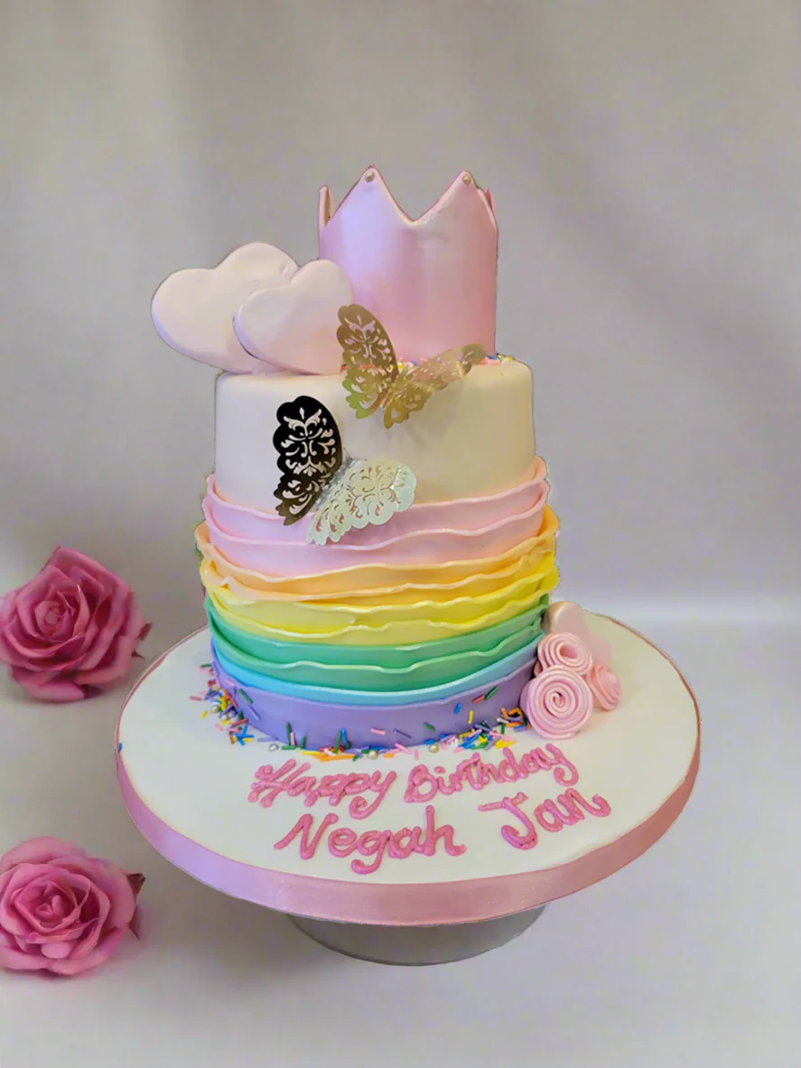 Rainbow Ruffles Fondant Cake - Image 2