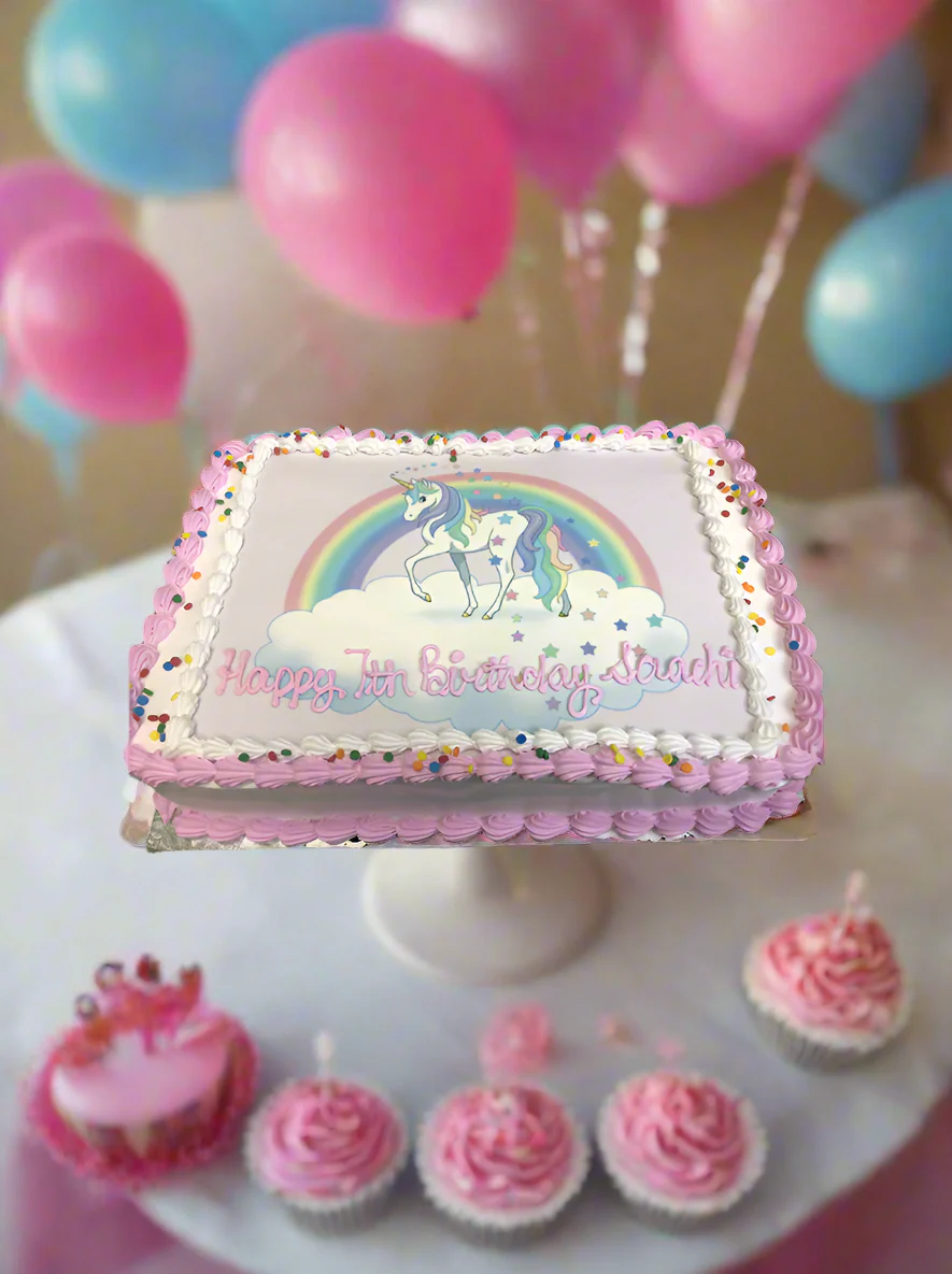 Rainbow Unicorn Photo Cake - Image 2
