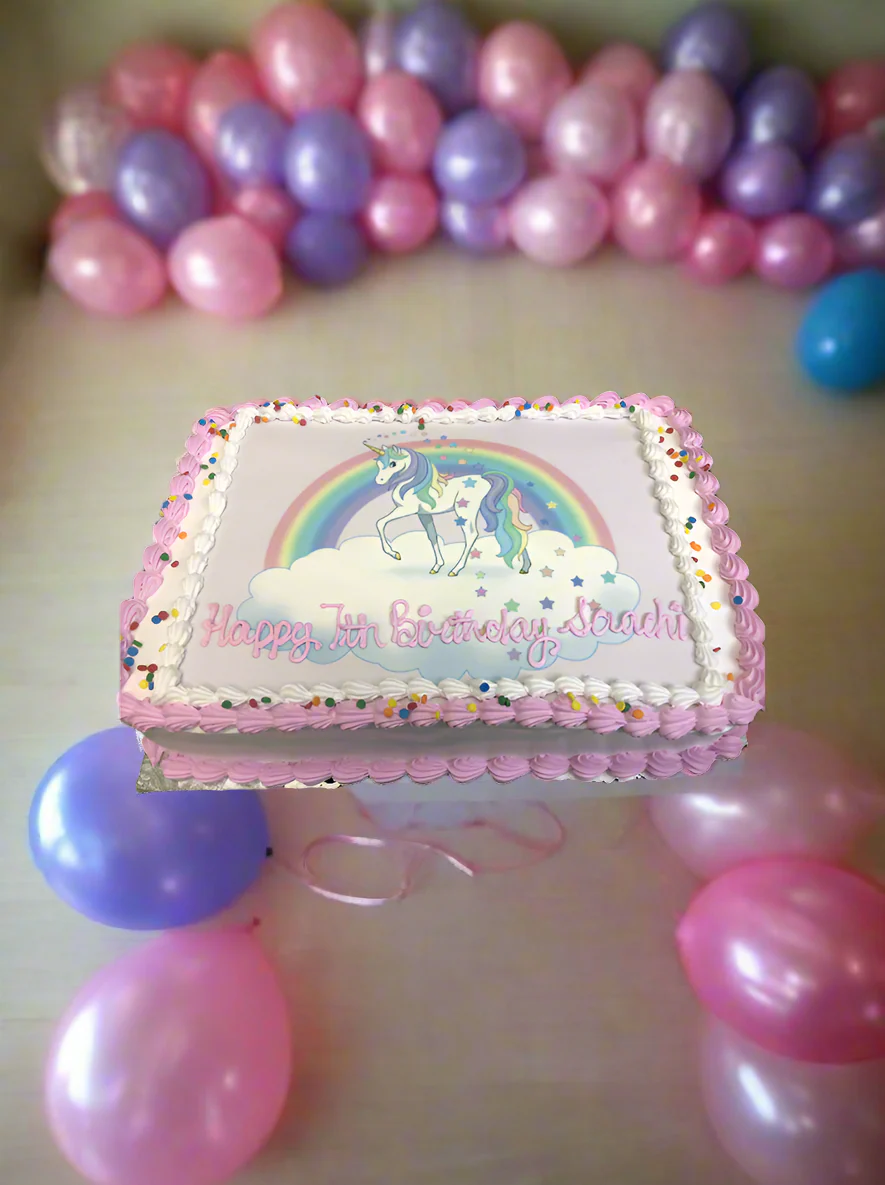 Rainbow Unicorn Photo Cake - Image 3