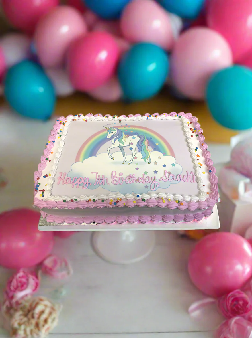 Rainbow Unicorn Photo Cake - Image 4