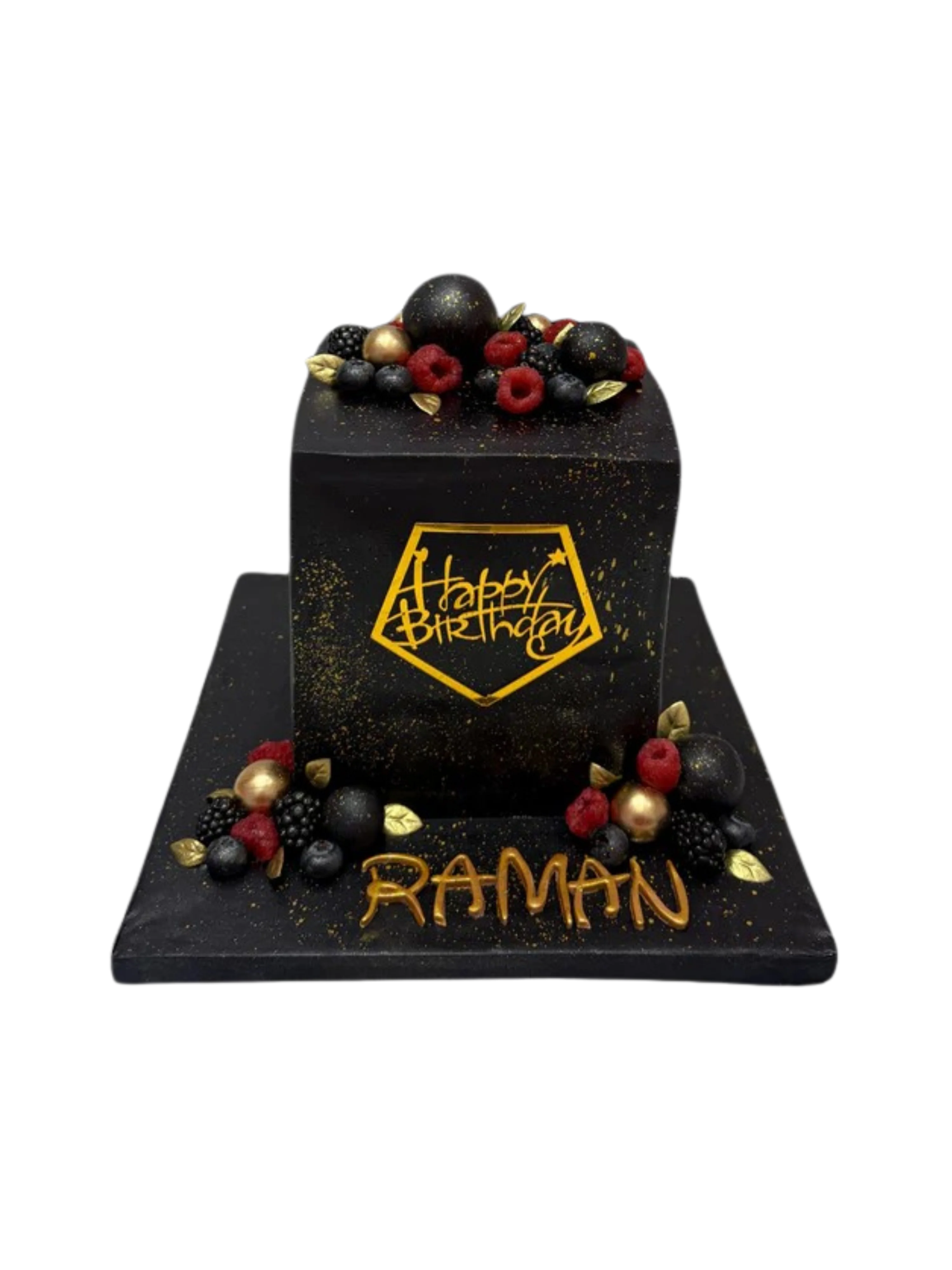 Raman Black & Gold Fondant Cake